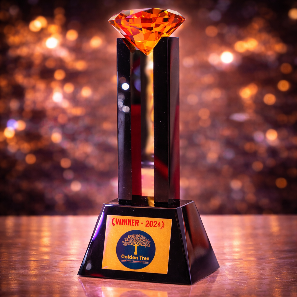 World CEO Awards black crystal diamond trophy